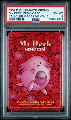 Pokemon Card My Deck Memo Chansey Fan Club Magazine Volume 2 Promo 1997 PSA 8 - Image 1