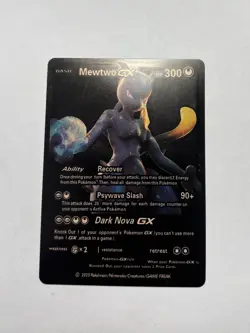 Mewtwo GX Black Foil Fan Art Display Card Dark Nova 300 HP NM - Image 1