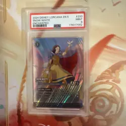 2024 DISNEY LORCANA EN 5 SHIMMERING SKIES #220/204 SNOW WHITE ENCHANTED PSA 9 - Image 2