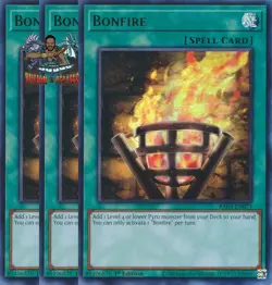 Yugioh! 3x Bonfire RA03-EN073 Ultra Rare 1st Ed NM - Image 1