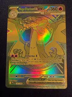 Gold Mega Charzard X EX 130/094 Pokemon Phantasmal Flames MHR SIR RARE - Image 1