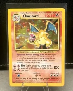 90's Pokemon Base Set Unlimited Charizard 4/102 Holo Rare NM - Image 1