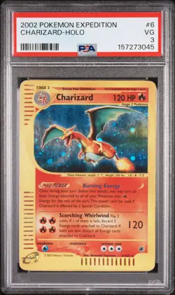 2002 POKEMON EXPEDITION #6 CHARIZARD-HOLO PSA 3 - Image 1