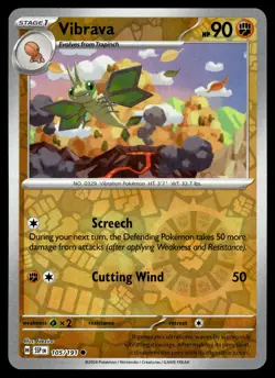 VIBRAVA 105/191 Common Surging Sparks Pokemon Reverse Holo NM - Image 1