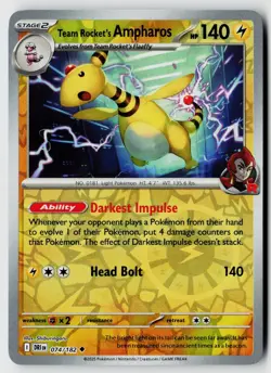 Pokemon SV10: Destined Rivals #074/182 Team Rocket's Ampharos Reverse Holo - Image 1