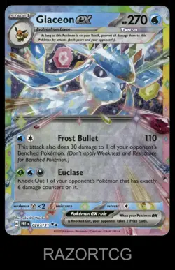 GLACEON EX 026/131 HOLO DOUBLE RARE PRISMATIC EVOLUTIONS POKEMON NM/M - Image 1