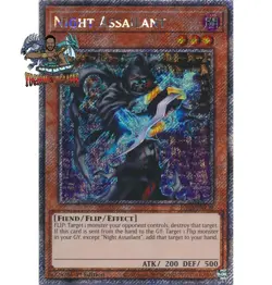 Yugioh! 1x Night Assailant RA03-EN139 Platinum Secret Rare 1st Ed NM - Image 1