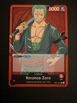 One Piece Roronoa Zoro OP01-001 Leader Card Romance Dawn English - Image 1