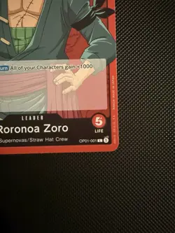 One Piece Roronoa Zoro OP01-001 Leader Card Romance Dawn English - Image 4