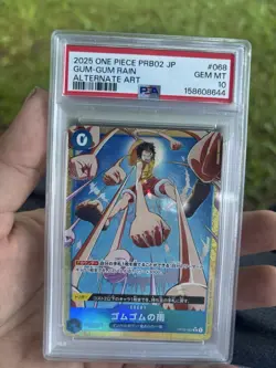 Bandai One Piece PRB02 Gum-Gum Rain Alt Art Foil OP02-068 JP 2025 PSA 10 - Image 1