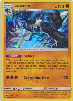 Lucario 71/147 Holo Burning Shadows Pokemon Card NM - Image 1