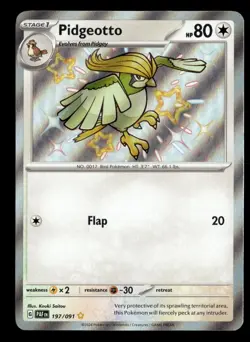 Pidgeotto 197/091 Shiny Rare Paldean Fates Pokemon Card - Image 2
