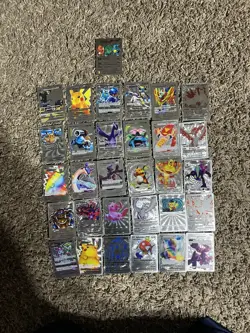 31 Silver Foil Pokemon Cards Pikachu Lugia Mewtwo GX VMAX Fan Art Lot - Image 1