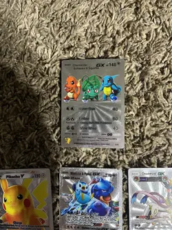31 Silver Foil Pokemon Cards Pikachu Lugia Mewtwo GX VMAX Fan Art Lot - Image 2
