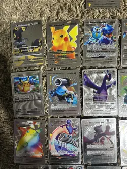 31 Silver Foil Pokemon Cards Pikachu Lugia Mewtwo GX VMAX Fan Art Lot - Image 3