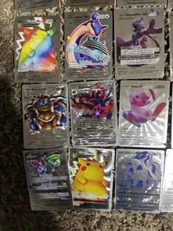 31 Silver Foil Pokemon Cards Pikachu Lugia Mewtwo GX VMAX Fan Art Lot - Image 4
