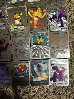 31 Silver Foil Pokemon Cards Pikachu Lugia Mewtwo GX VMAX Fan Art Lot - Image 5