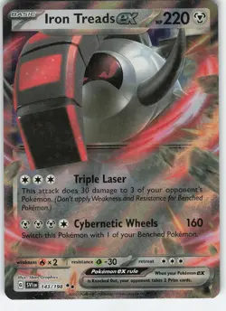 Iron Treads ex - 143/198 Double Rare Holo Scarlet & Violet Base NM Pokemon - Image 1