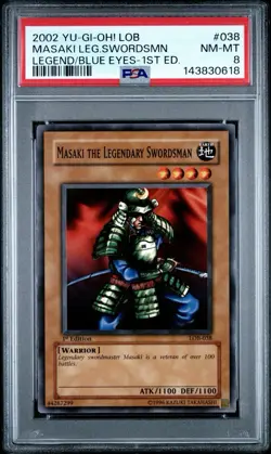 2002 Yu-Gi-Oh! Masaki The Legendary Swordsman LOB 1st Edition Common PSA 8 - Image 1
