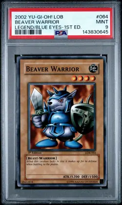2002 Yu-Gi-Oh! Beaver Warrior LOB 1st Edition Common PSA 9 - Image 1