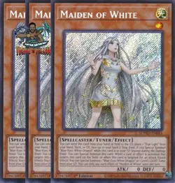 Yugioh! 3x Maiden of White SDWD-EN041 Secret Rare 1st Ed NM - Image 1