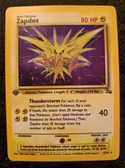 Pokemon TCG Card - Zapdos 30/62 Fossil 1st Edition Non-Holo Rare - Image 1