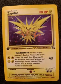 Pokemon TCG Card - Zapdos 30/62 Fossil 1st Edition Non-Holo Rare - Image 2