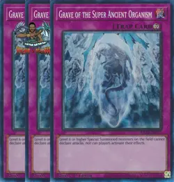Yugioh! 3x Grave of the Super Ancient Organism RA03-EN077 Collector's Rare NM - Image 1