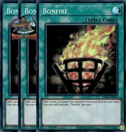 Yugioh! 3x Bonfire RA03-EN073 Super Rare 1st Ed NM - Image 1