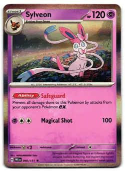 Sylveon 040/131 - 🌊 Prismatic Evolutions Rare Pokemon TCG Holo 🖤 - LP - Image 1