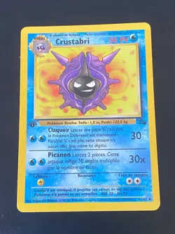 CARTE POKEMON CRUSTABRI 32/62 EDITION 1 FR UNCO WIZARDS FOSSILE - EXC+ - Image 1