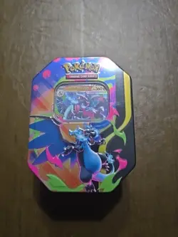 Pokemon Mega Charizard X Metal Tin Trading Card Game - Image 1