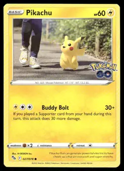Pikachu 027/078 - Pokemon GO - Common NM - Image 1