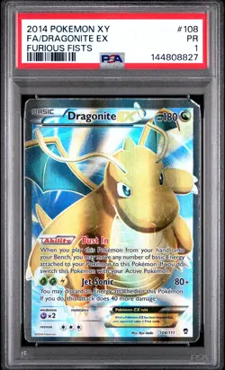 2014 POKEMON XY FURIOUS FISTS #108 FULL ART/DRAGONITE EX PSA 1 - Image 1