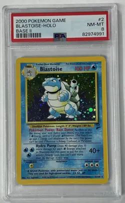 2000 POKEMON BASE SET 2 #2 BLASTOISE-HOLO PSA 8 - Image 1