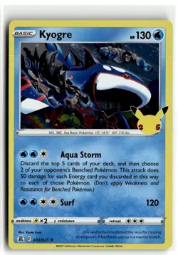 2021 Pokemon Sword & Shield - Celebrations Kyogre #3/025 - Image 1