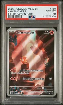 2023 POKEMON MEW EN-151 ILLUSTRATION RARE #168 CHARMANDER PSA 10 - Image 1