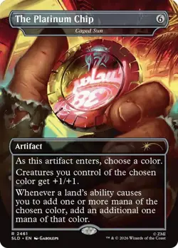NM MTG FOIL PLATINUM CHIP CAGED SUN SECRET LAIR WELCOME TO NEW VEGAS FALLOUT - Image 1