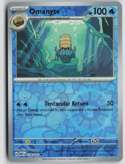 NM Omanyte 138/165 Uncommon 151 Pokemon Reverse Holo - Image 1