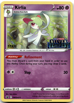 Kirlia SWSH271 STAFF Pre Release Promo Silver Tempest Pokemon Card NM - Image 1