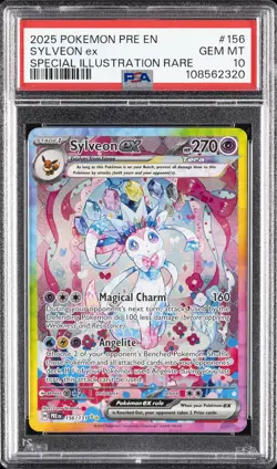 2025 POKEMON PRE EN-PRISMATIC EVOLUTIONS #156 SYLVEON EX PSA 10 - Image 1