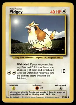 Pidgey 57/102 - Base Set Unlimited - Common MP - Image 1