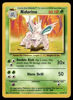 Nidorino 37/102 - Base Set Unlimited - Uncommon MP - Image 1