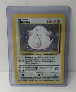 Pokemon TCG Chansey Base Set Holo Unlimited Rare Card 3/102 LP/NM Condition - Image 1