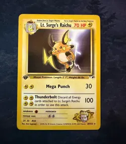 Pokemon TCG Lt. Surge's Raichu 28/132 Gym Heroes Holo Rare 1st Ed WOTC - Image 1