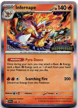 Infernape SVP 116 STAFF Pre Release Promo Twilight Masquerade Pokemon Card NM - Image 1