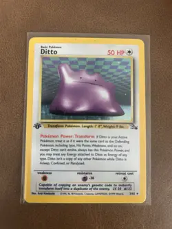 Pokemon Ditto 3/62 Fossil Holo Rare 1st Edition English 1999 WOTC - Image 1