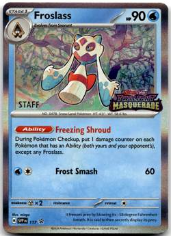 Froslass SVP 117 STAFF Pre Release Promo Twilight Masquerade Pokemon Card NM - Image 1