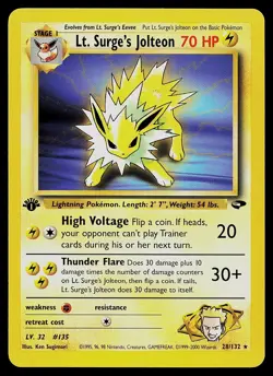 Pokemon Card - Lt. Surge's Jolteon Gym Challenge 28/132 1st Edition Rare - Image 1