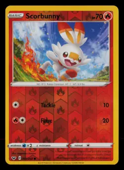 Scorbunny 031/202 Common Sword & Shield Pokemon Reverse Holo Near Mint - Image 1